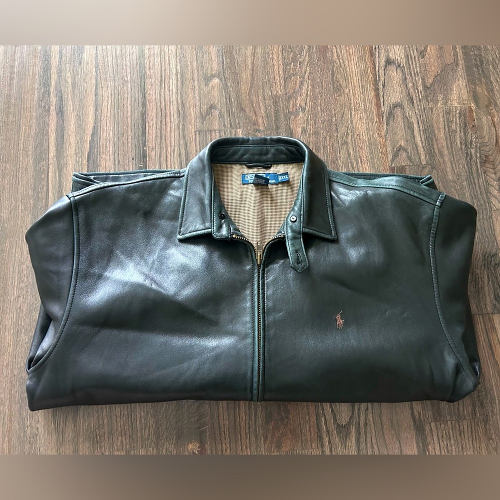 Polo by Ralph Lauren Vintage Black Leather Bomber Jacket XXL